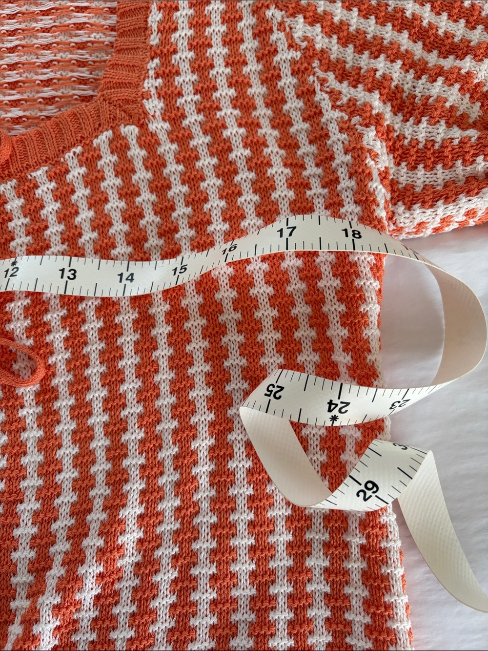 Forte Orange & Cream Knit Tie-Front Cropped Short-Sleeve Sweater Size 10-12 NWT - Picture 6 of 9